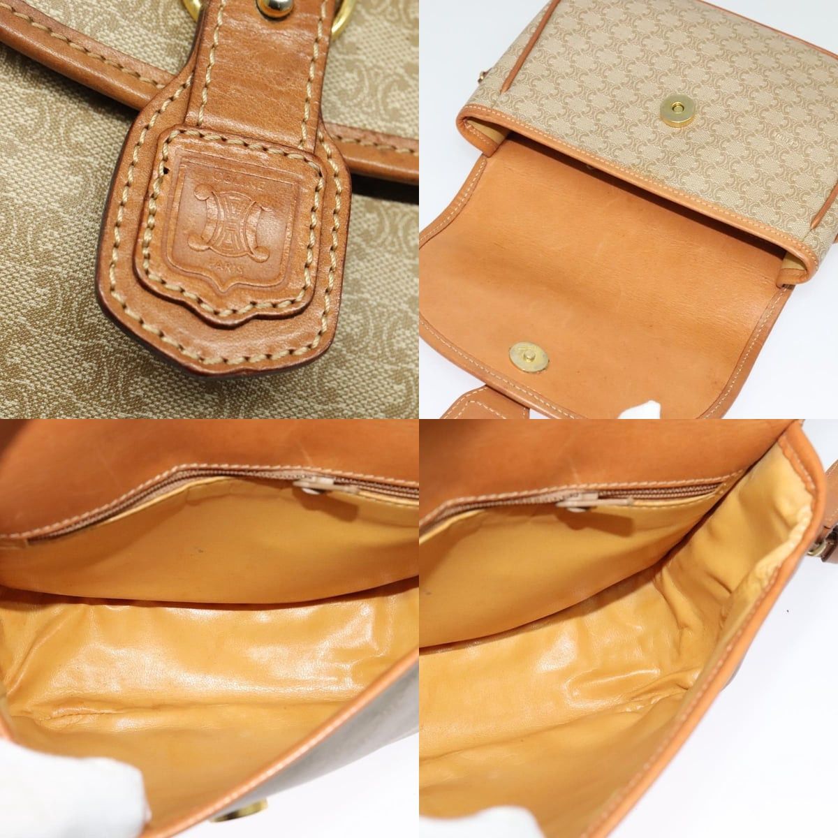 Celine CELINE Macadam Canvas Shoulder Bag Pvc Beige Gold Size ONE SIZE - 11 Thumbnail