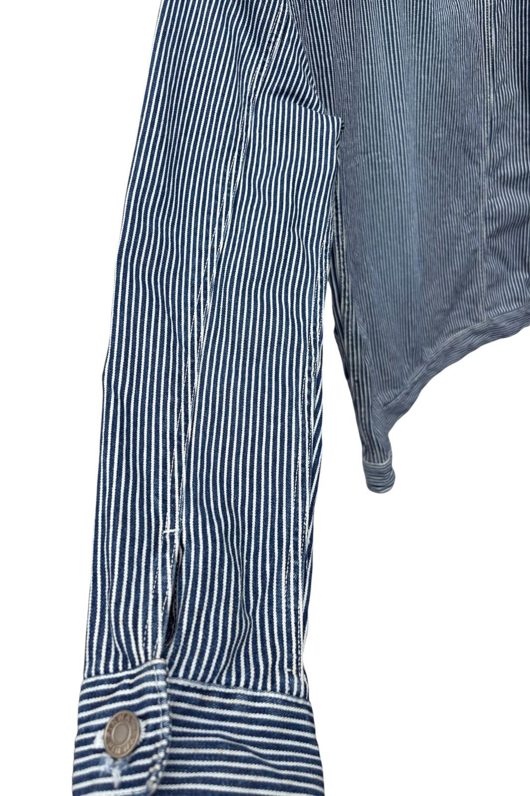 Japanese Brand Fin Way Hickory Stripes Workers Zipper Jacket Size US M / EU 48-50 / 2 - 10 Thumbnail