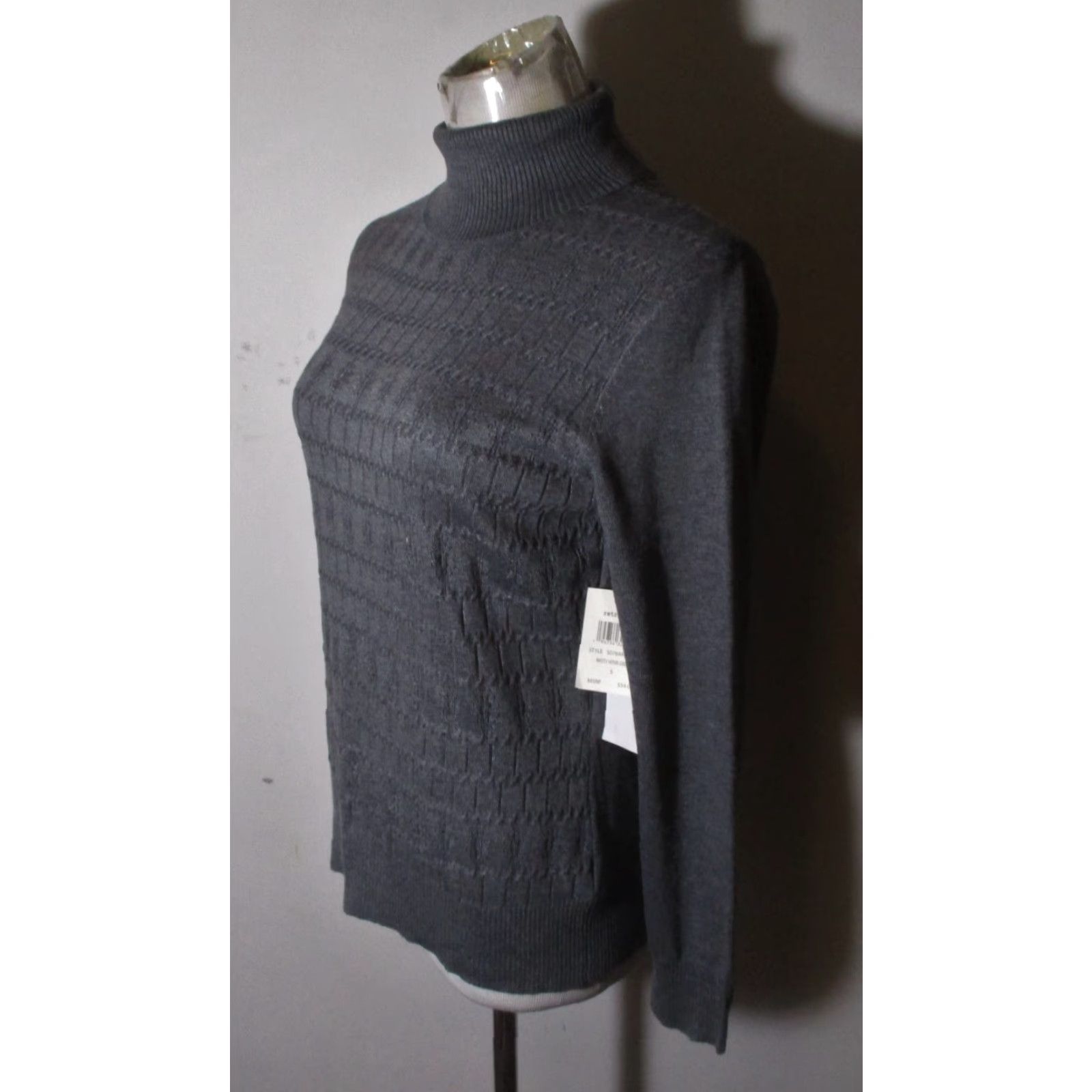 Vintage RETROLOGY Gray Rayon Long Sleeve Turtleneck Top Size S/P NWT Size S / US 4 / IT 40 - 4 Thumbnail