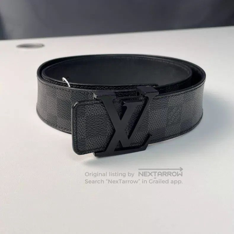 Louis Vuitton Louis Vuitton Black Checkerboard Letter Leather Belt Size ONE SIZE - 1 Thumbnail