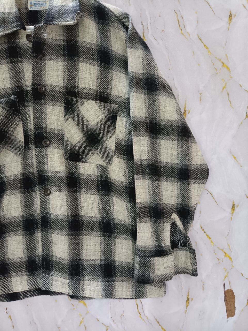VINTAGE MOONSHOT PLAID WOOL SHIRT BUTTON UP