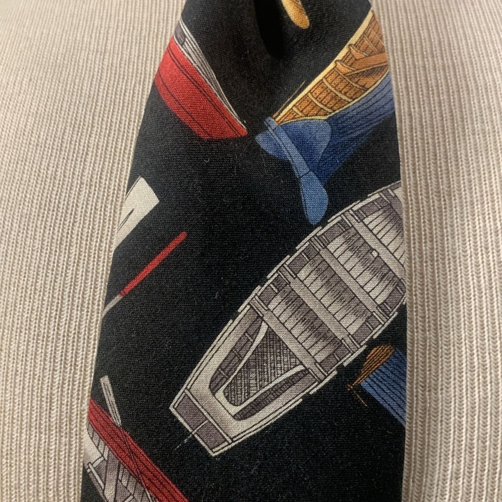 Vintage Canoes rowboats oars outdoor camping cotton necktie Size ONE SIZE - 3 Thumbnail
