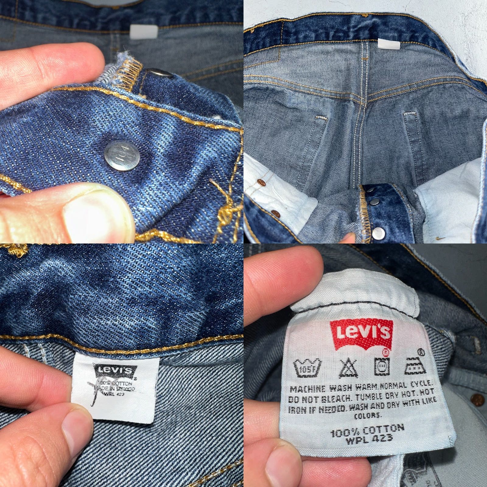 Levi's VINTAGE Levi's 501 Jeans Straight Denim Blue 34x30 90s 501 Series Men Regular Mid Rise 5-Pocket Button Jeans Mens Size US 34 / EU 50 - 8 Thumbnail