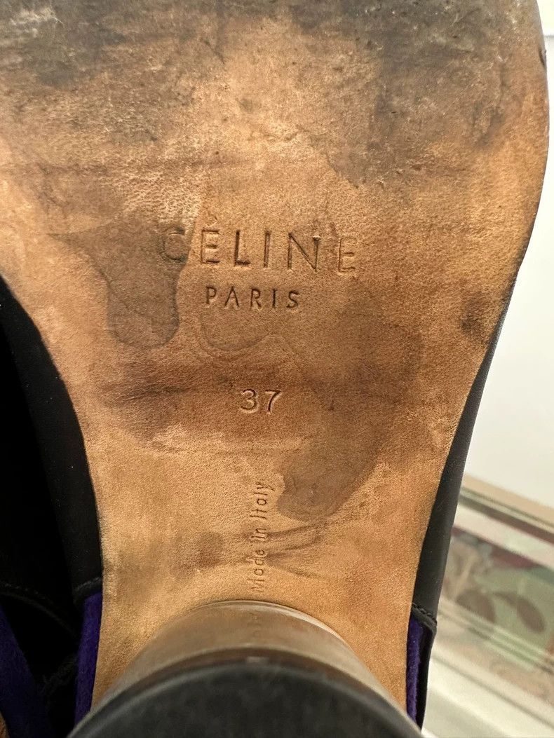 Celine Celine Black Purple High Heel Shoes Size US 7 / IT 37 - 6 Thumbnail