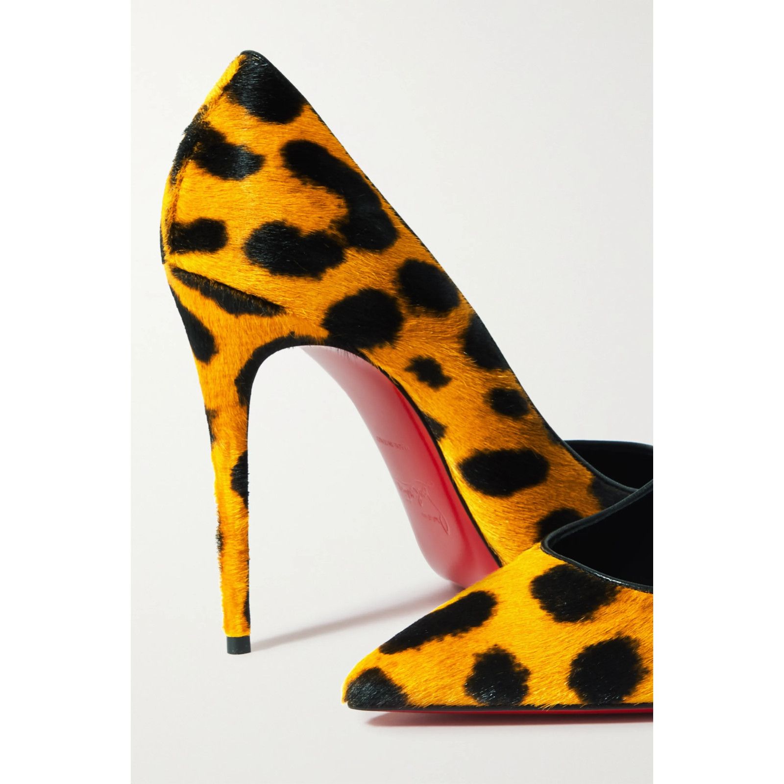 Christian Louboutin Kate 100 Spicy Pony Fur Leopard Black Brown Heel Pump 40 Size US 10 / IT 40 - 5 Thumbnail