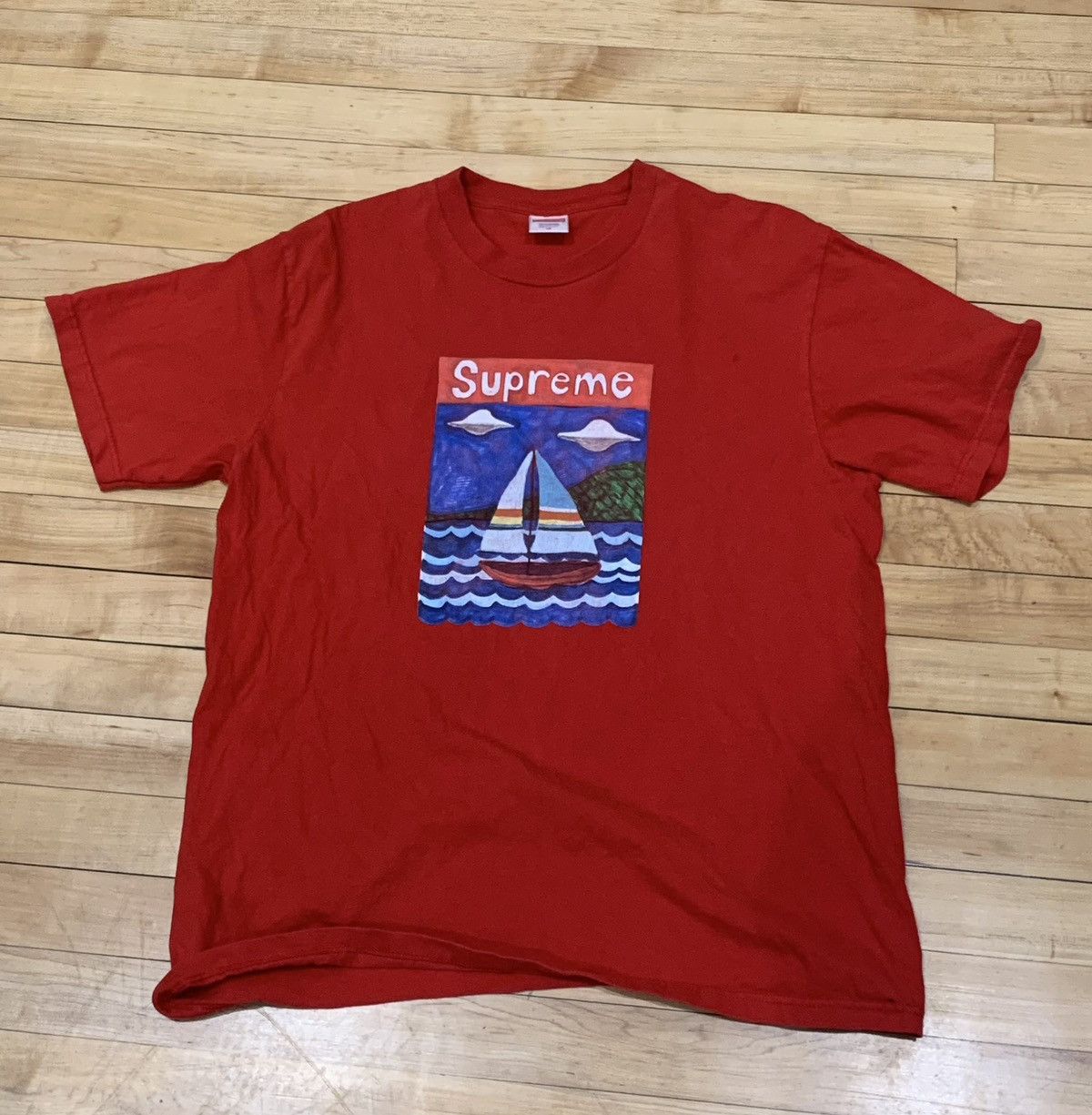 image of Supreme Red Sailboat Tee, Men's (Size Medium)