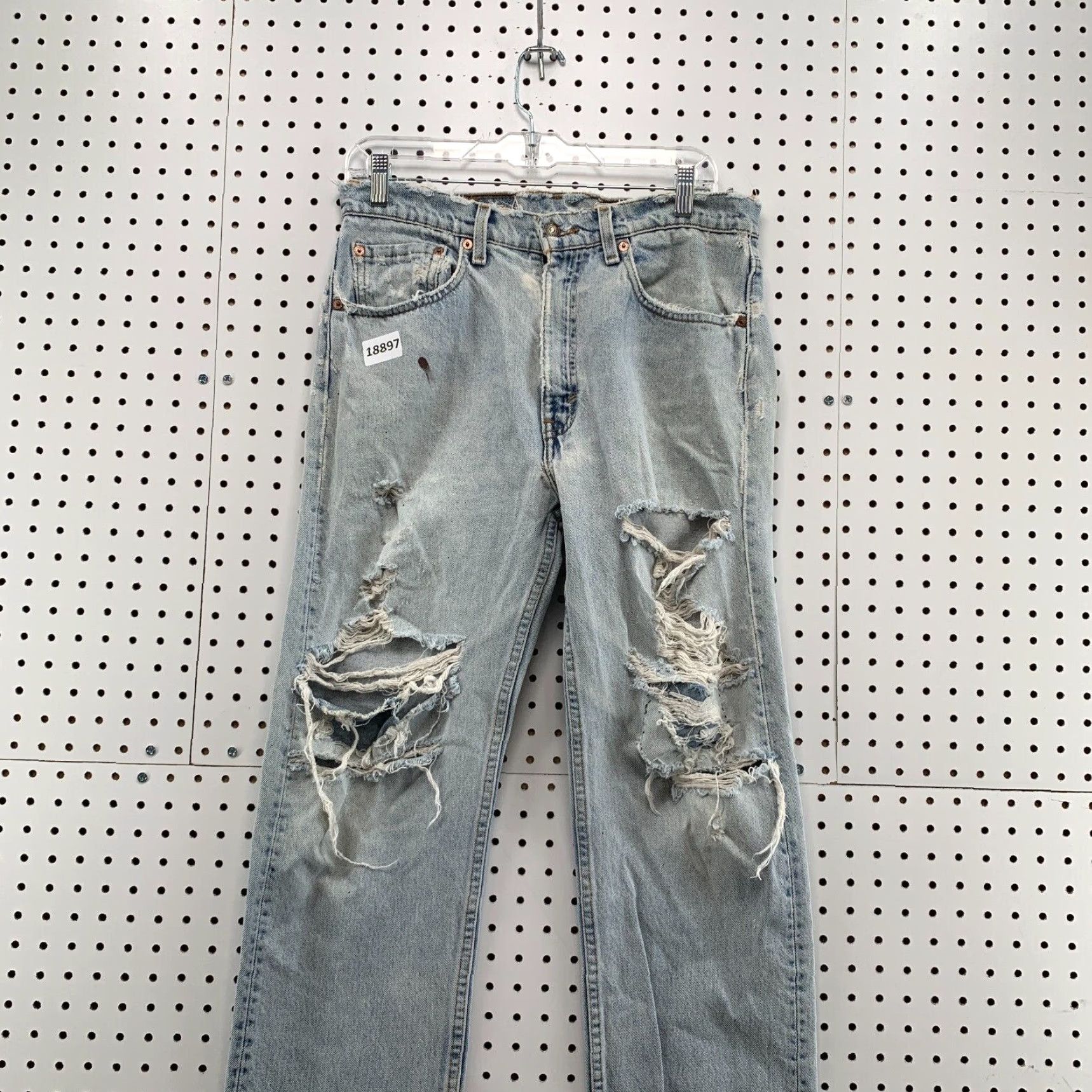 Levi's VINTAGE Levi's 505 Jeans Adult Men 31x29 Blue Distressed Straight Leg Regular Fit USA 90s Mens Size US 31 - 2 Thumbnail