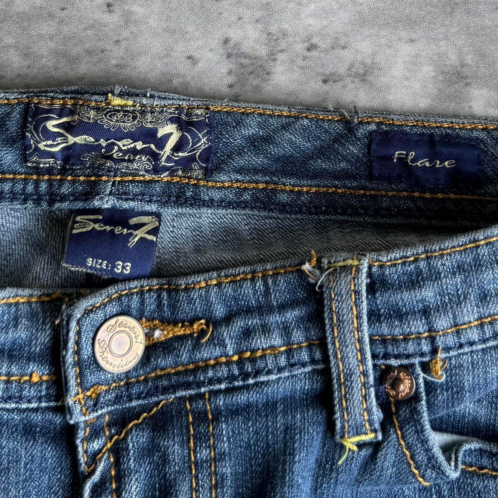 Japanese Brand × Seven 7 × Vintage Vintage Y2K Seven7 Flare Style Graphic Skater Grunge Jeans Size 31" - 4 Thumbnail