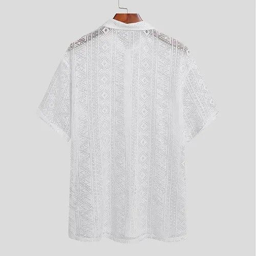 Japanese Brand Mesh See Through Lapel Sexy Short Sleeve streetwear y2k Size US M / EU 48-50 / 2 - 5 Thumbnail