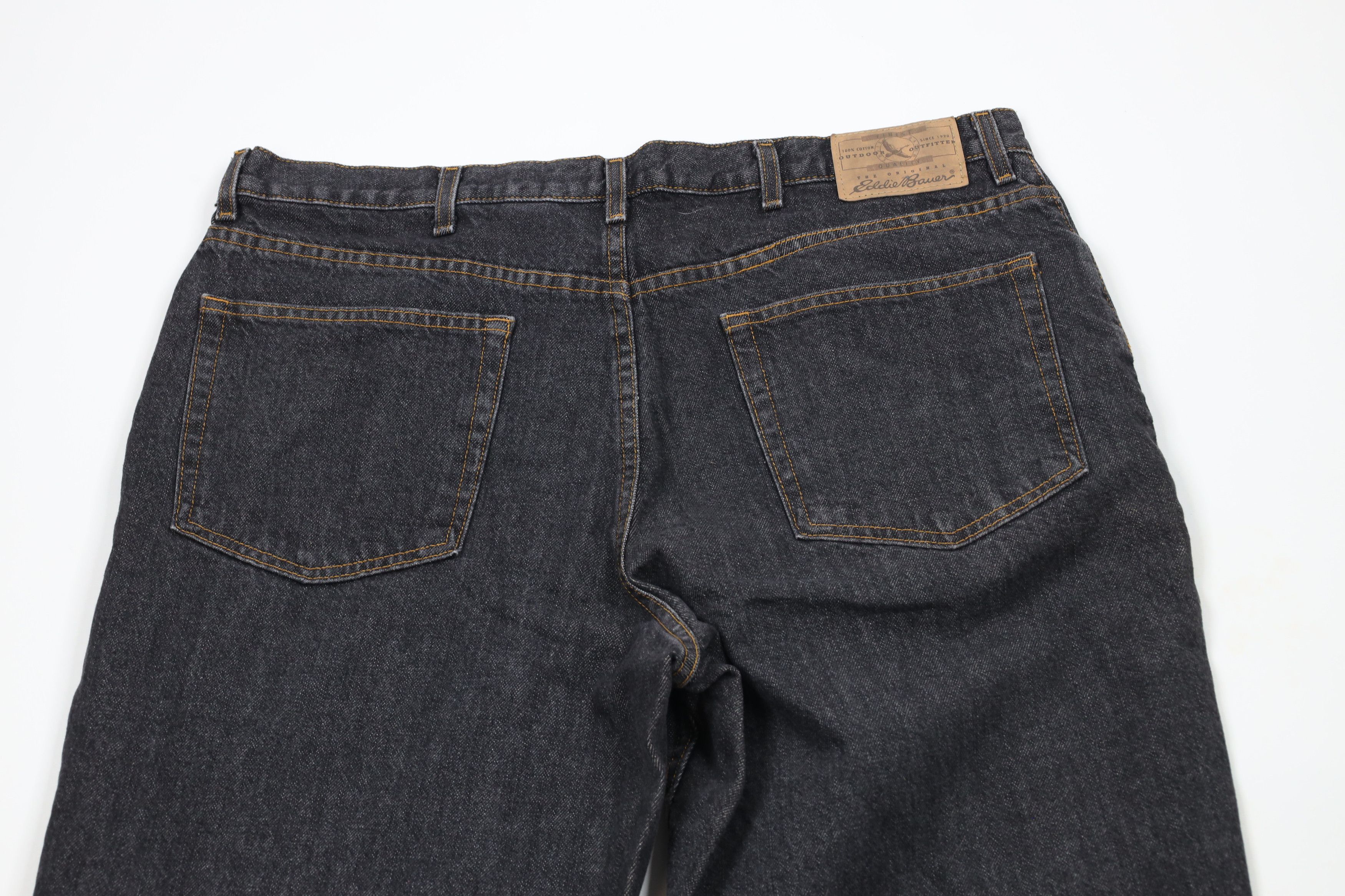 Eddie Bauer × Vintage Vintage 90s Eddie Bauer Loose Fit Wide Leg Denim Jeans Black Size US 38 / EU 54 - 8 Thumbnail