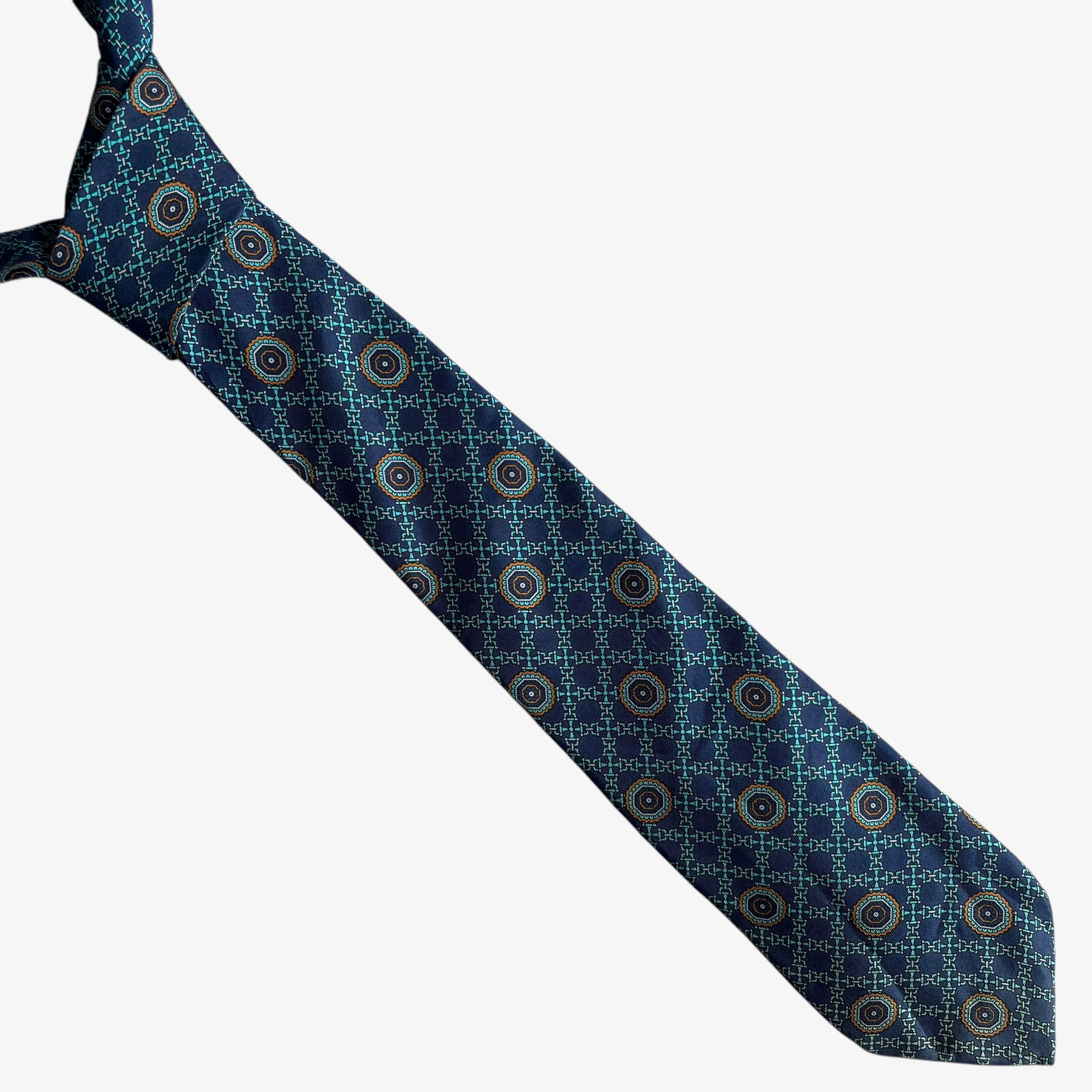 Pierre Balmain Vintage 80s Balmain Abstract Geometric Horsebit Silk Tie Size ONE SIZE - 1 Thumbnail