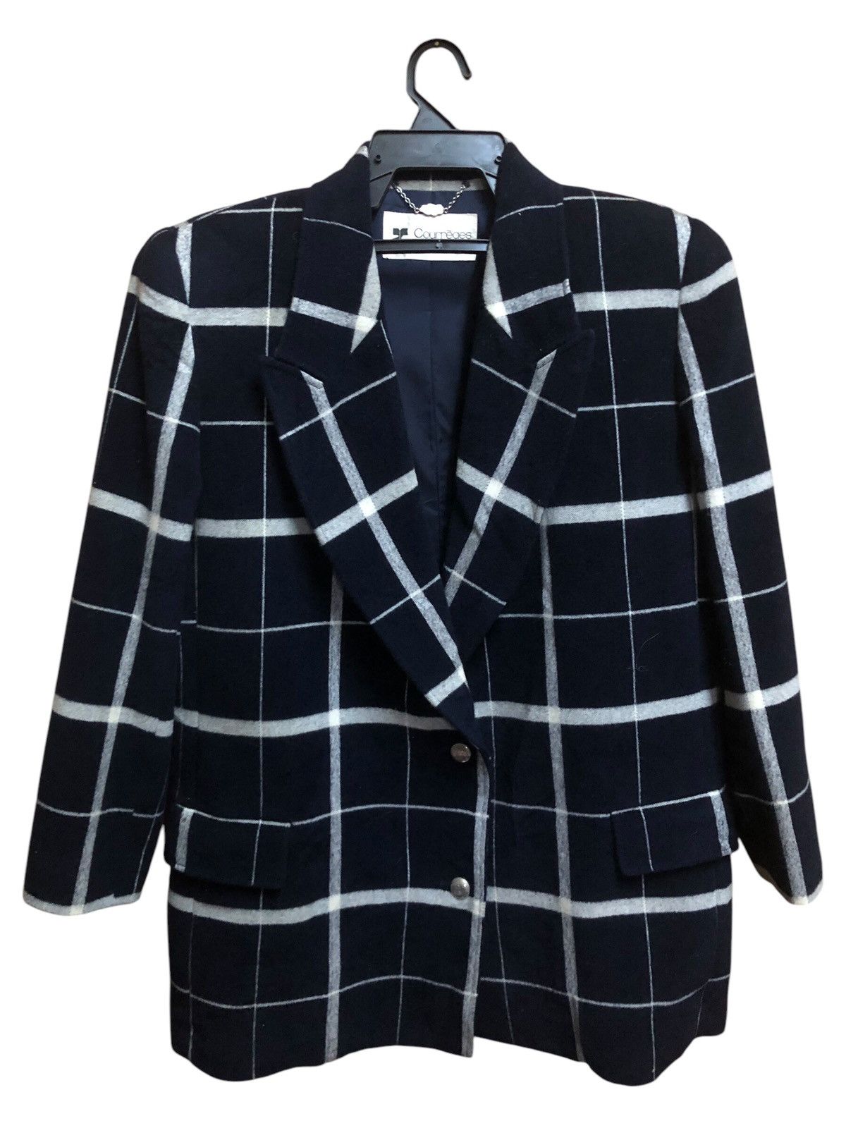 Courreges × Vintage Vintage Courreges Check Wool Harringbone Jacket Size M / US 6-8 / IT 42-44 - 1 Thumbnail