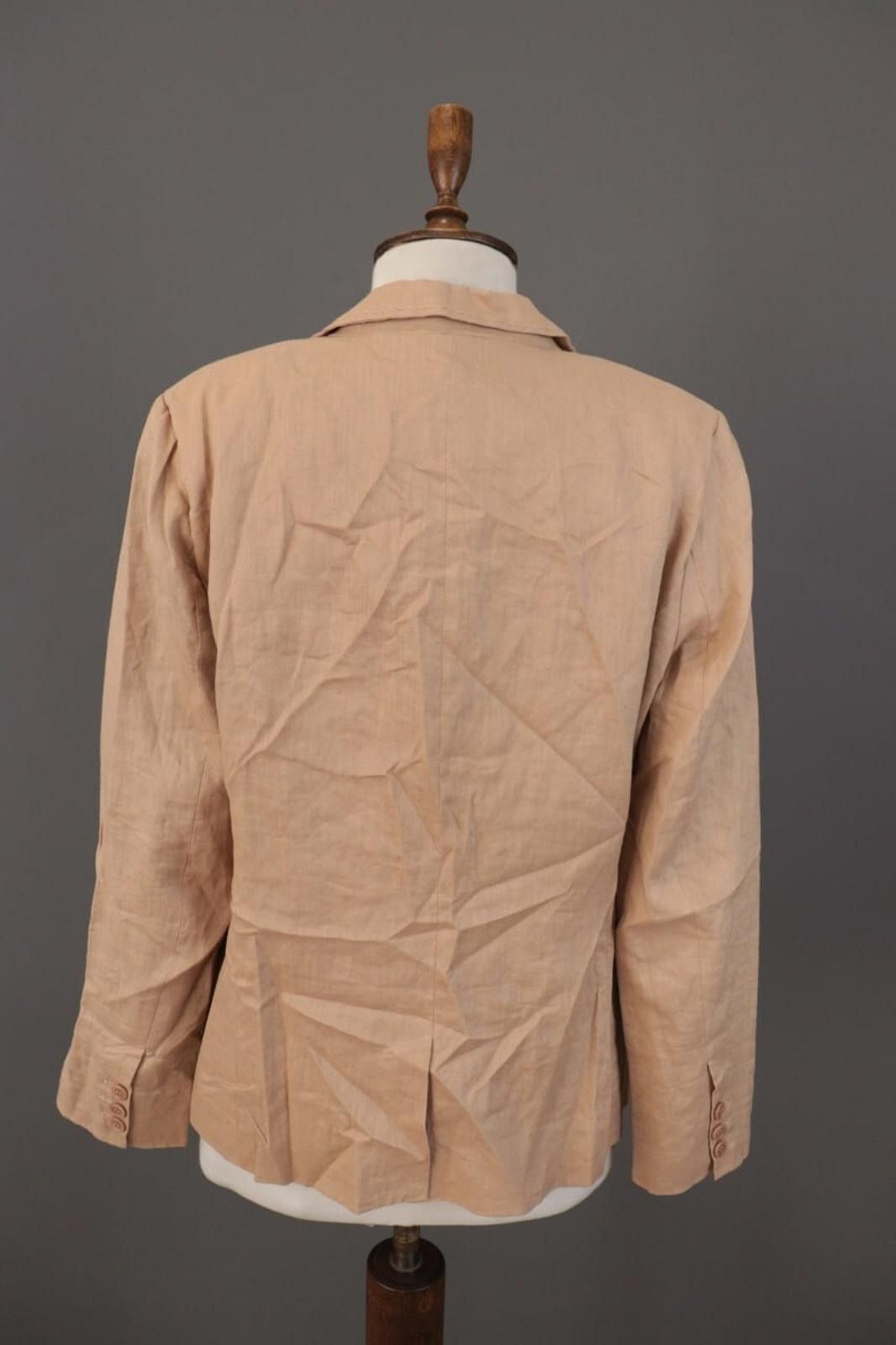 Oscar De La Renta Oska Beige 100% Linen Single Breasted Blazer Jacket Size 2 Size XS / US 0-2 / IT 36-38 - 11 Thumbnail