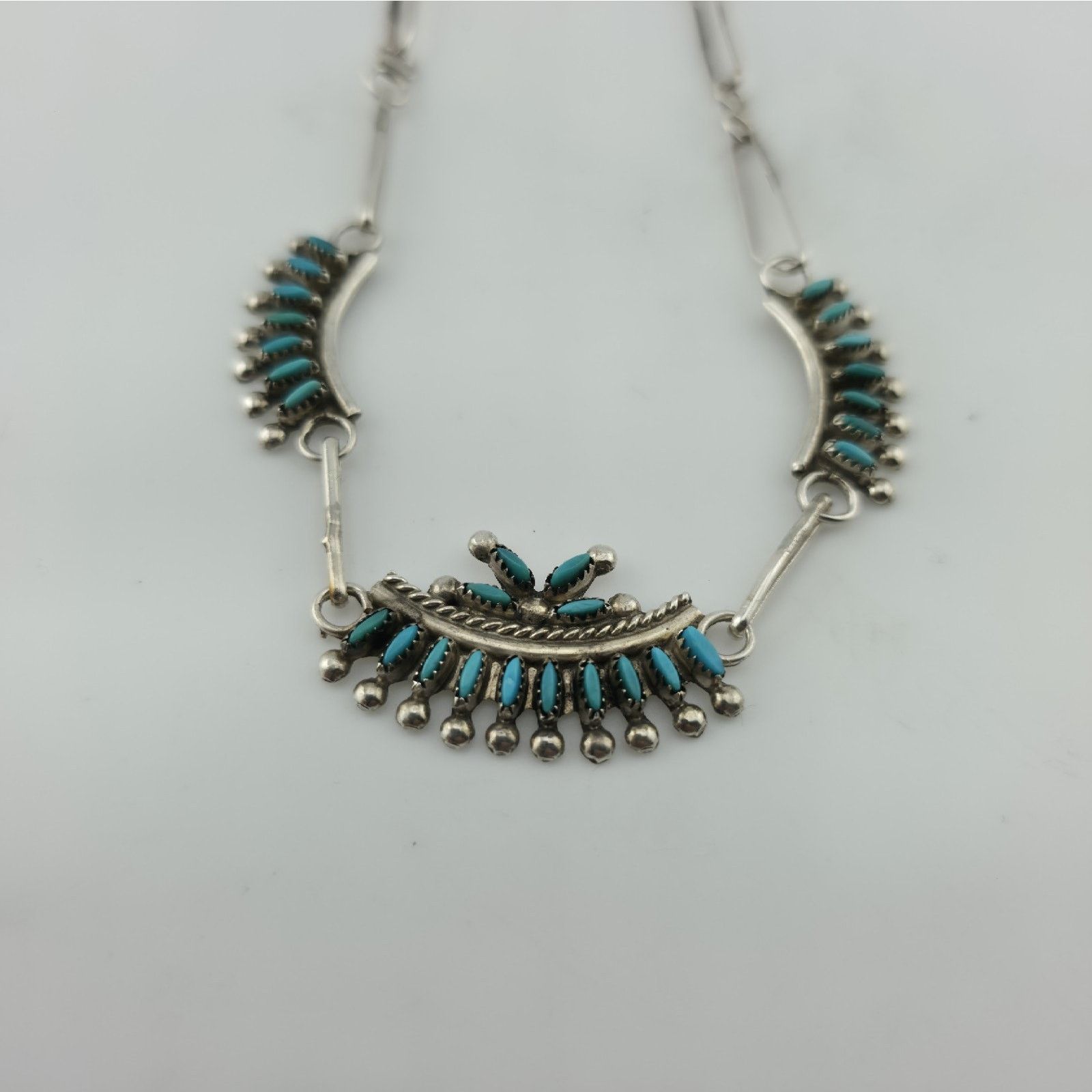 Other EDDAKIE Sterling Turquoise Necklace Native American 14” Zuni Size ONE SIZE - 4 Thumbnail