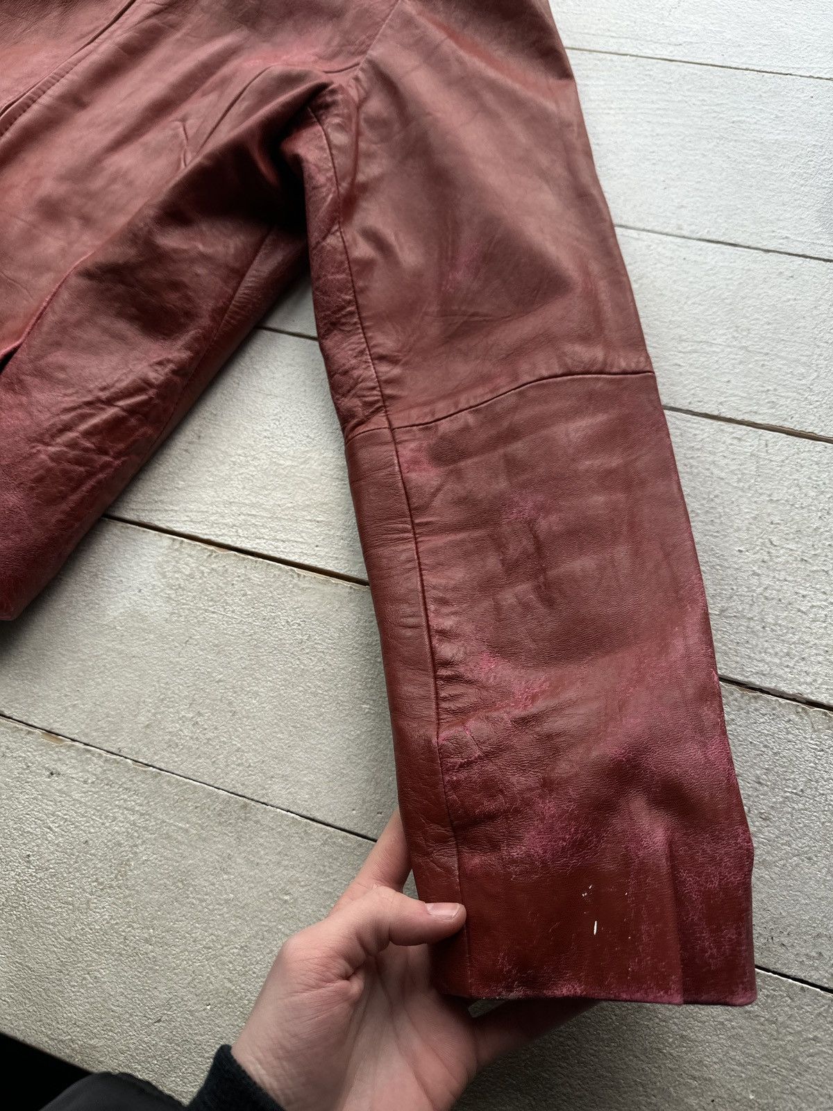 Other 🚨Y2K RICK OWENS TYPE DIRTY SLIM FIT ZIP LEATHER JACKET Size M / US 6-8 / IT 42-44 - 4 Thumbnail