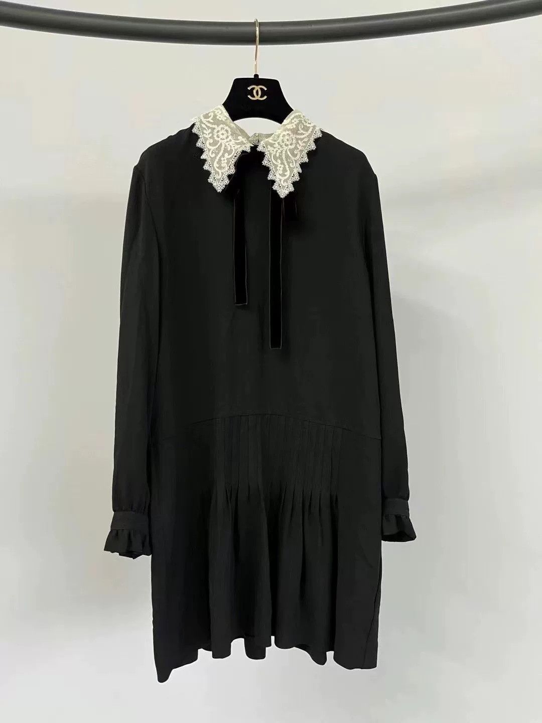 Saint Laurent Paris Saint Laurent Lace Collar Black Dress Size M / US 6-8 / IT 42-44 - 1 Thumbnail