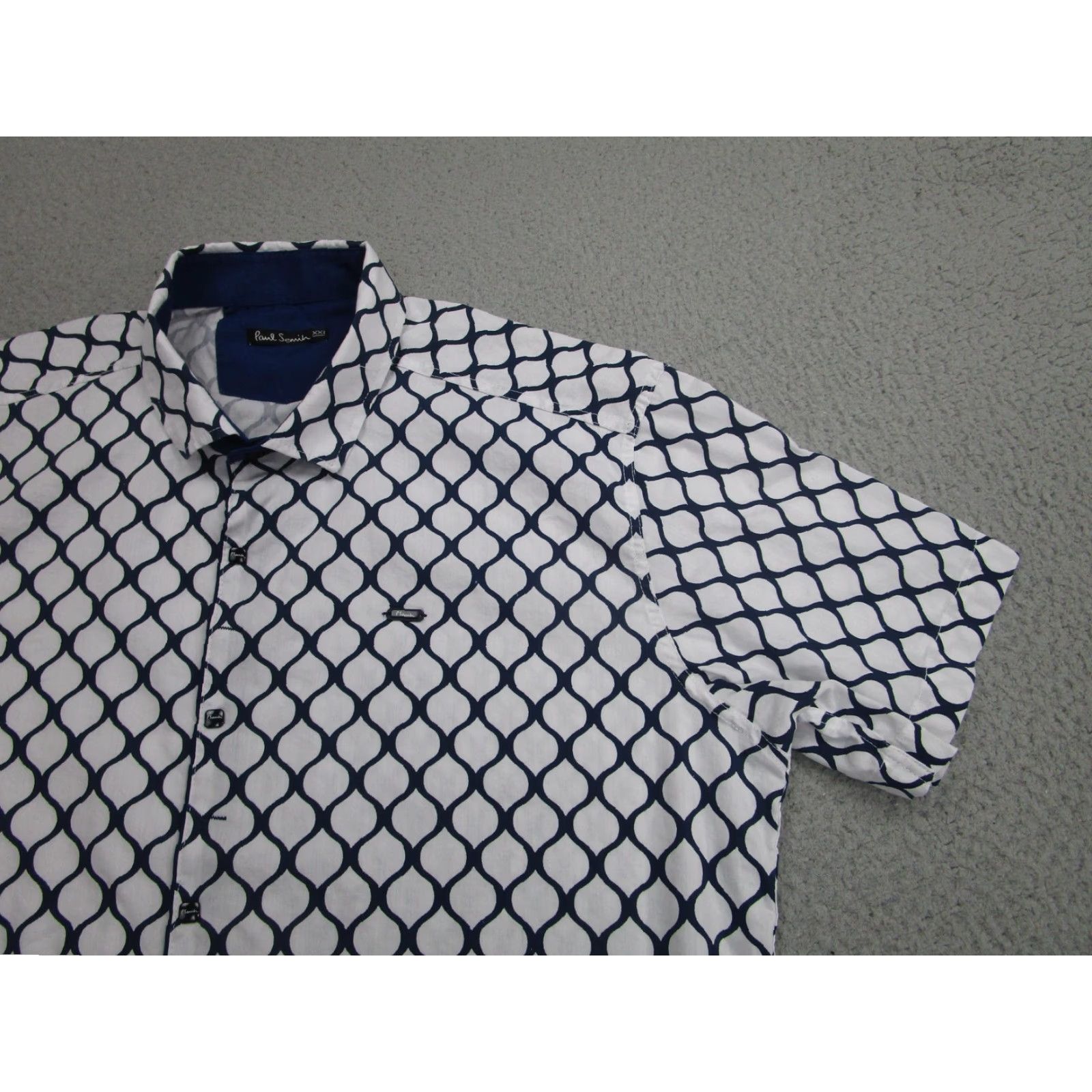 Vintage Paul Semih Shirt Mens 2XL White Geometric Print Short Sleeve Button Up Casual Size US XXL / EU 58 / 5 - 2 Thumbnail