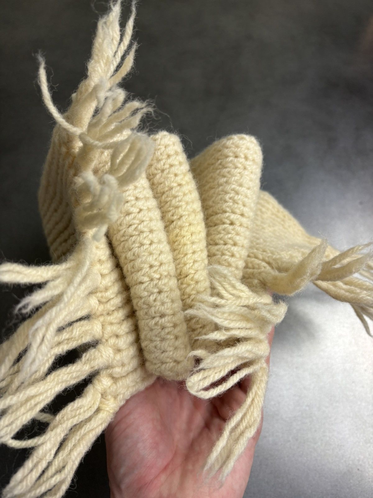 Aran Isles Knitwear × Vintage Vintage Scarf Cream Cable Knit Wool Acrylic Handknit 70s 80s Size ONE SIZE - 7 Thumbnail