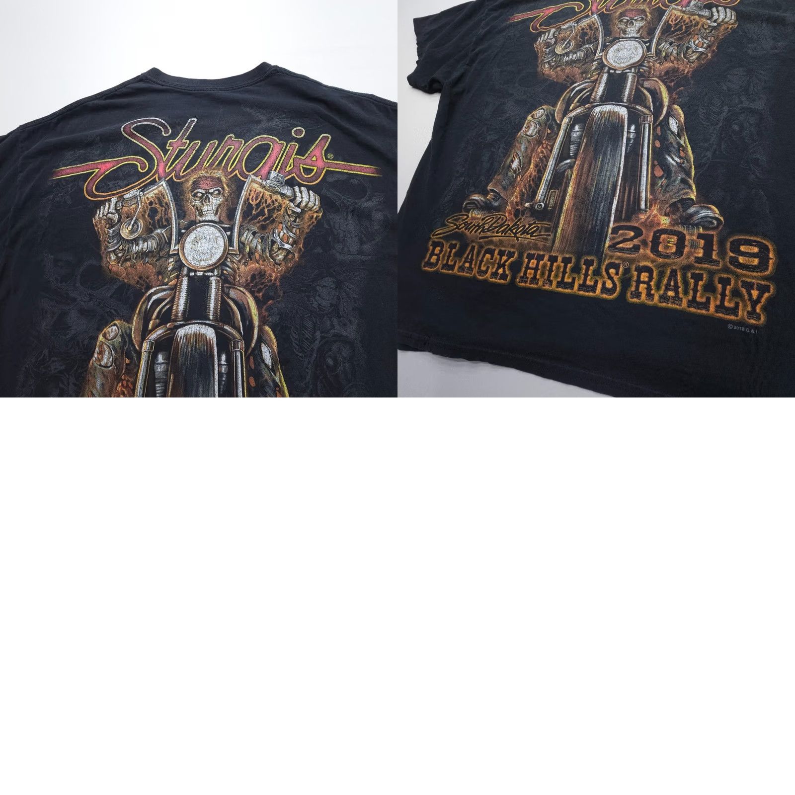 Vintage Sturgis Graphic Tee Shirt Mens XL Black Hills SD 2019 Skulls T-Shirt Cowboy Motorcycle Rock Band Size US XL / EU 56 / 4 - 8 Thumbnail