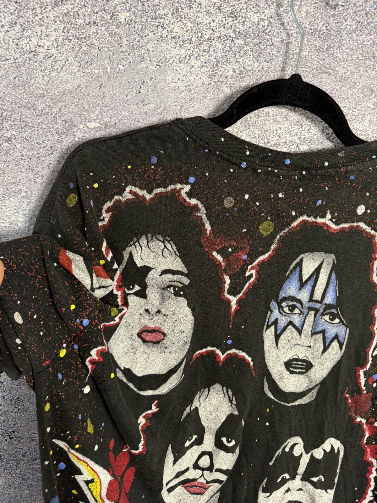 Band Tees × Hanes × Vintage 1992 Vintage KISS T-Shirt Faces AOP Hanes Winterland Concert Size US L / EU 52-54 / 3 - 25 Thumbnail