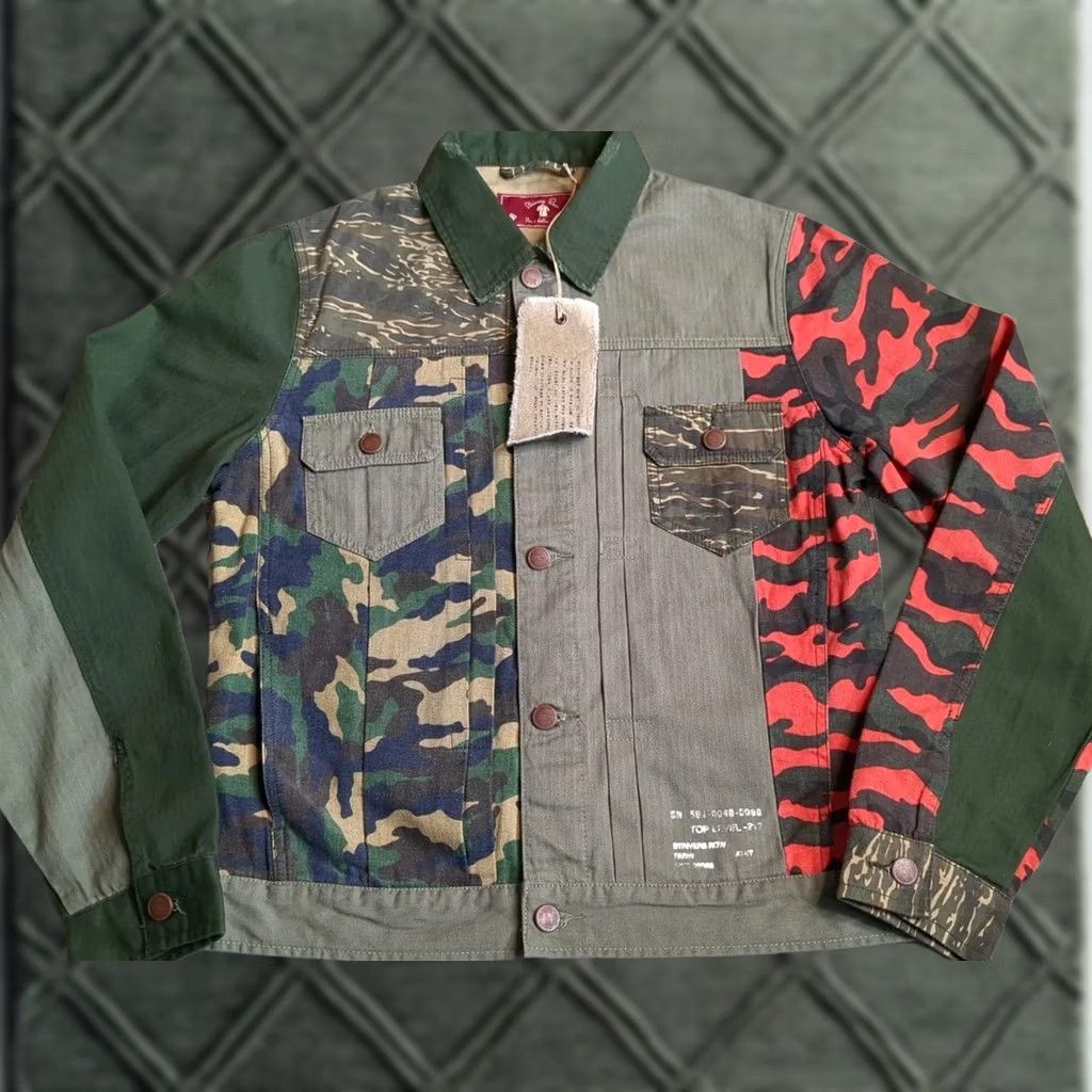 Denime Strivers Row Jacket Denim Canvas Patchwork Metal Button Multicolor Casual Streetwear Mens MED Size US M / EU 48-50 / 2 - 1 Thumbnail