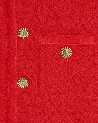 Saint Laurent Paris o1bcso1str1224 Long Jacket In Diamond Embossed Tweed in Red Size XS / US 0-2 / IT 36-38 - 3 Thumbnail