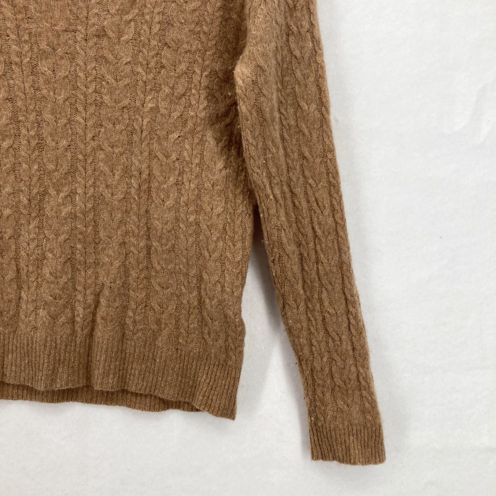 J.Crew J.CREW Sweater Womens XS Brown 100% Cashmere V Neck Cable Knit Pullover Pullover Size XS / US 0-2 / IT 36-38 - 3 Thumbnail