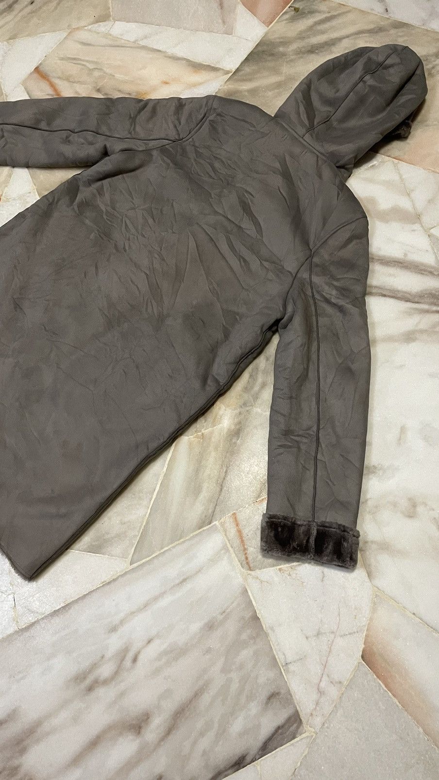 FAUX SHEARLING HOODED COAT
