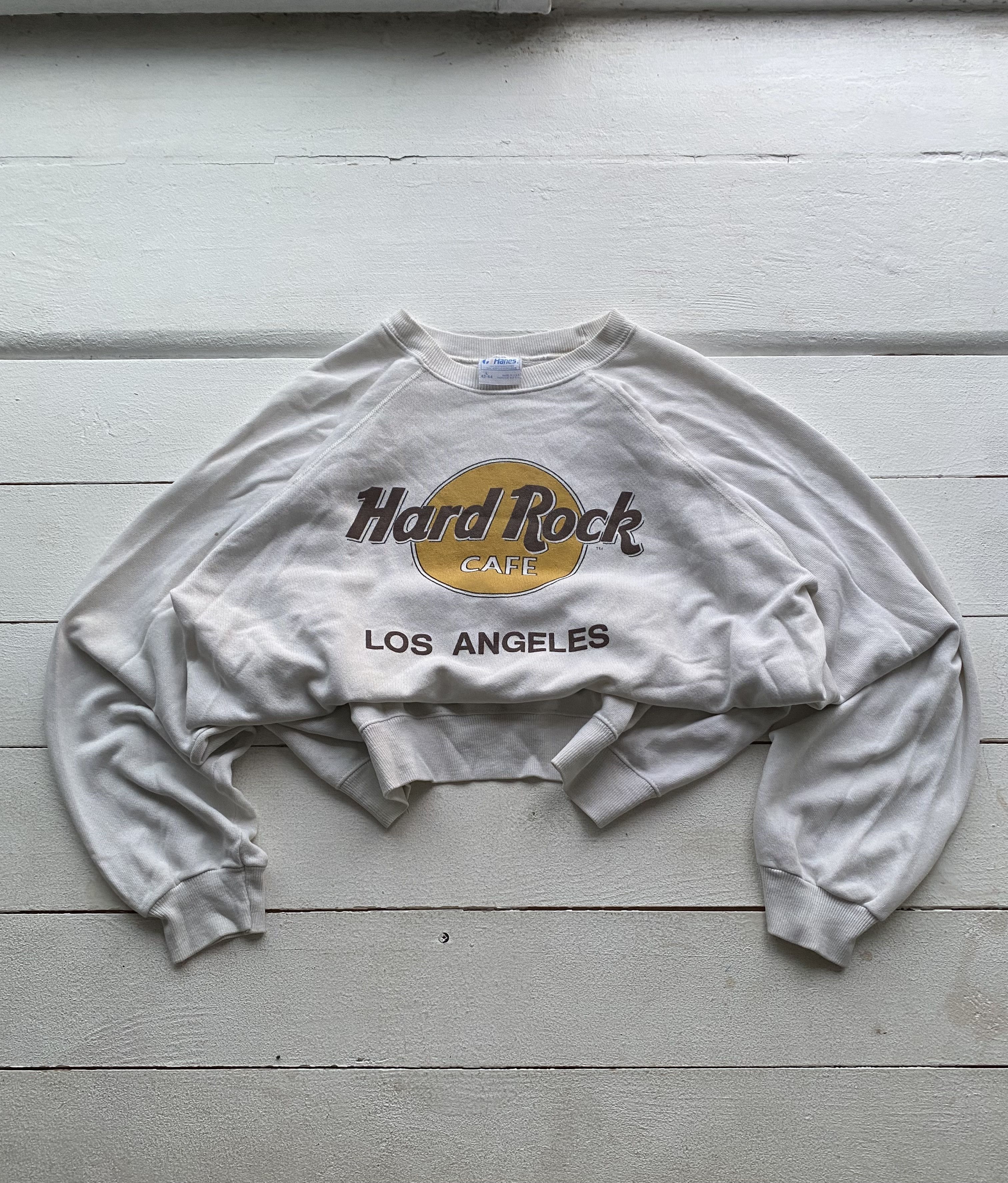 Hard Rock Cafe × Vintage 80s Hard Rock Cafe Los Angeles Archive White Sweatshirt Size US L / EU 52-54 / 3 - 1 Thumbnail