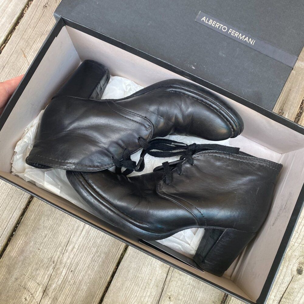 Alberta Ferretti × Vintage Vintage Alberto Fermani Lace Up Bootie Black Size 6 Size US 6 / IT 36 - 7 Thumbnail