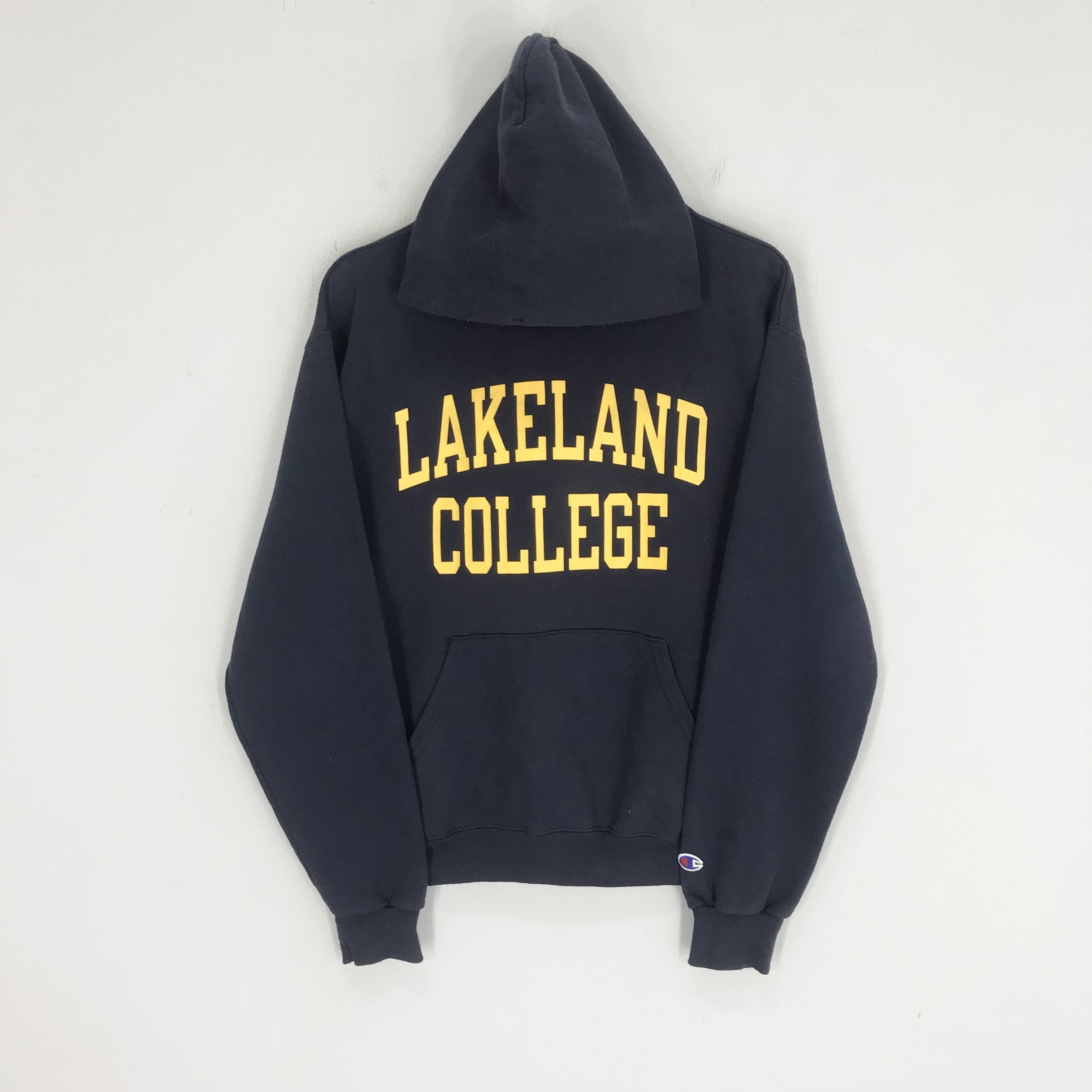 image of American College x Champion Vintage 90's Champion Lakeland College Sweatshirt Hoodie in Blue (Size 