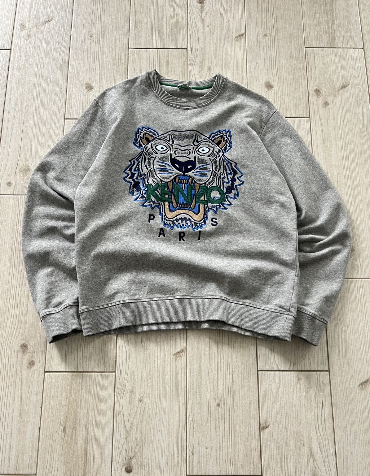 Kenzo Kenzo Paris Jungle Tiger Embroidered Sweatshirt Gray Medium Size US M / EU 48-50 / 2 - 2 Thumbnail