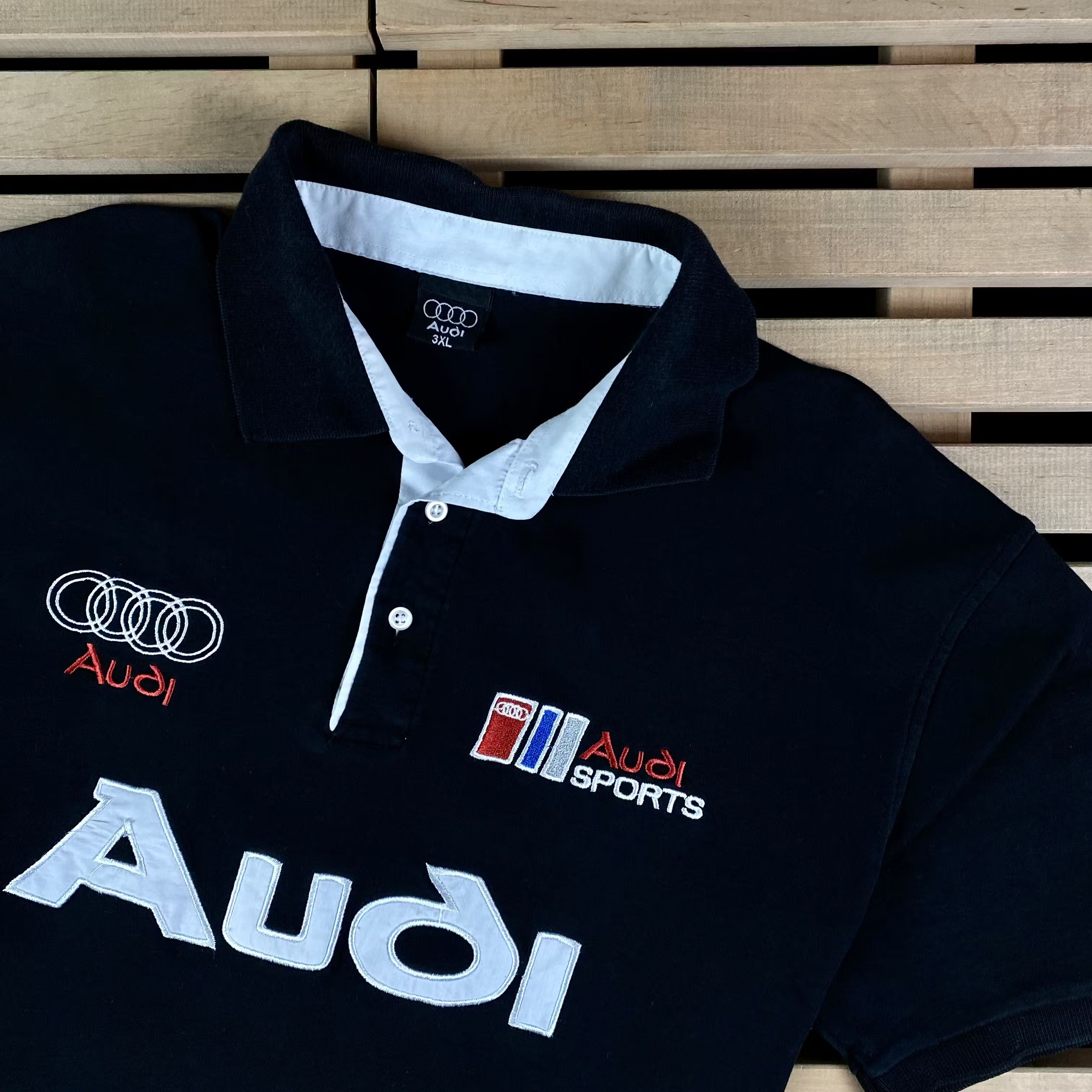 Audi × Vintage Men’s Racing Polo T-Shirt Audi Big Logo Size 3XL Size US XXL / EU 58 / 5 - 2 Thumbnail