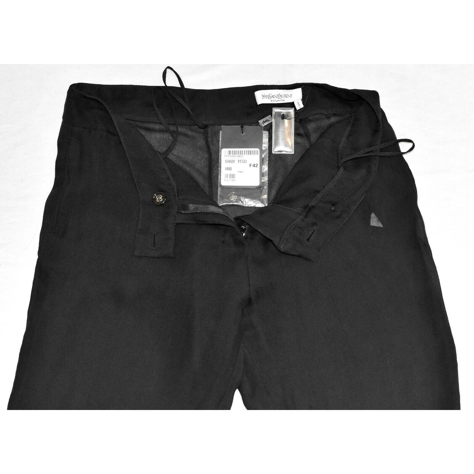 Yves Saint Laurent YVES SAINT LAURENT Black See Through Silk Pants Sz 42 $2530 Size 28" / US 6 / IT 42 - 3 Thumbnail
