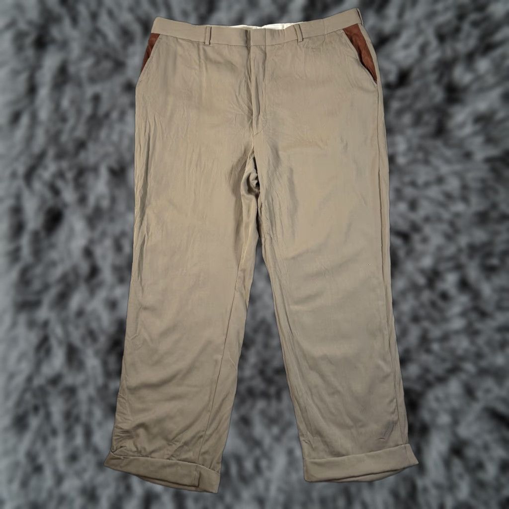 Orvis VINTAGE Orvis Dress Pants Mens 38x28 Khaki 100% Worsted Wool Flat Front Cuffed Pockets Beige Retro 90s 00s Mens Size US 38 / EU 54 - 1 Thumbnail