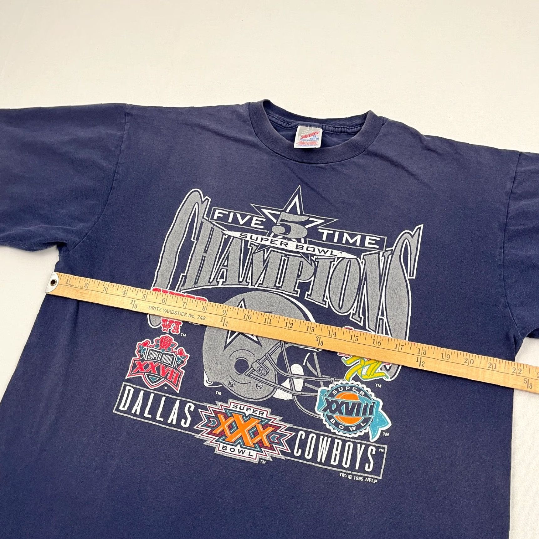 Jerzees VTG 90s Dallas Cowboys Shirt Mens XL Blue 5X Super Bowl Single Stitch Graphic T Shirt Size US XL / EU 56 / 4 - 5 Thumbnail