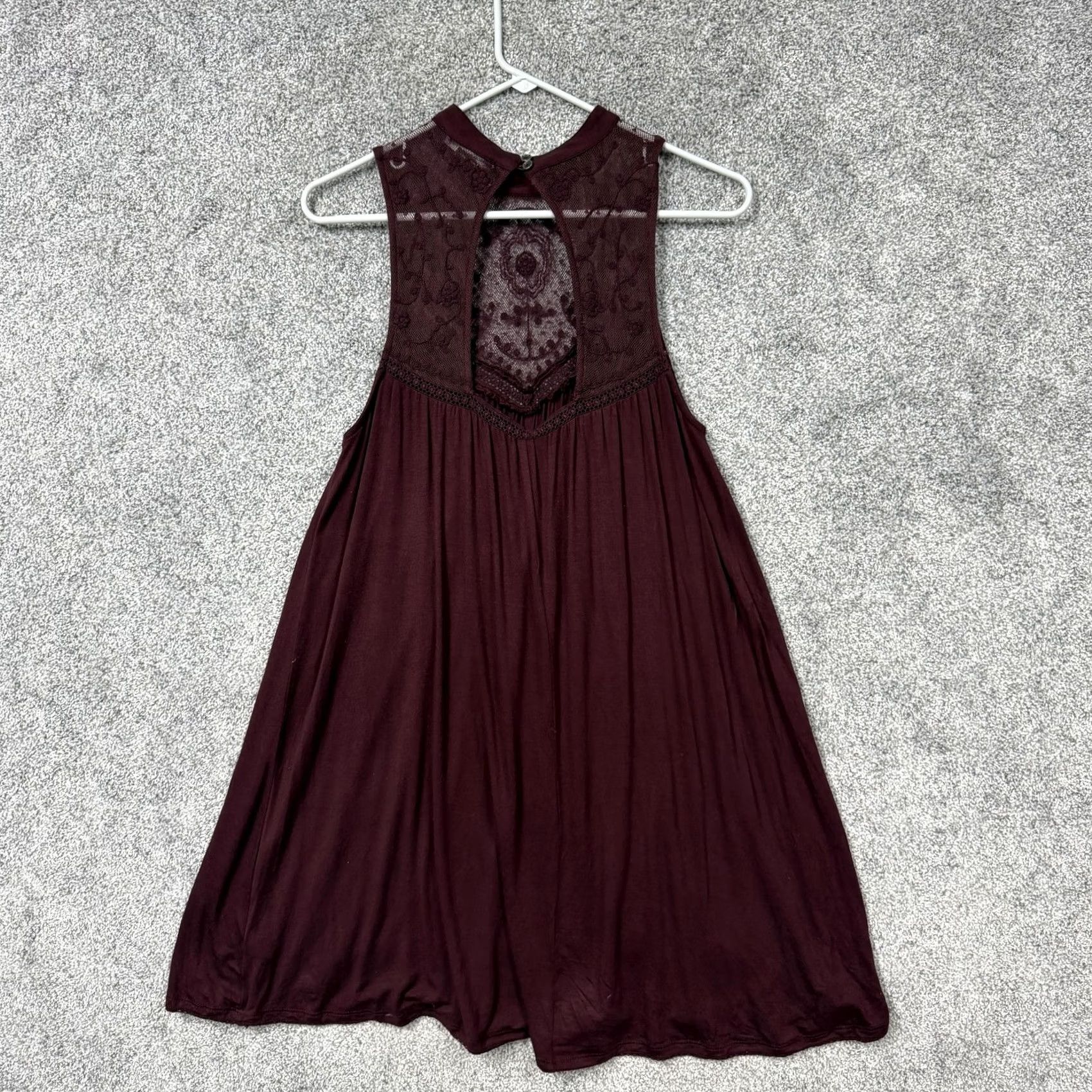 American Eagle Outfitters VINTAGE American Eagle Outfitters Dress M Maroon High Neck Lace Trapeze Swing Boho 90s Girls? Size M / US 6-8 / IT 42-44 - 5 Thumbnail