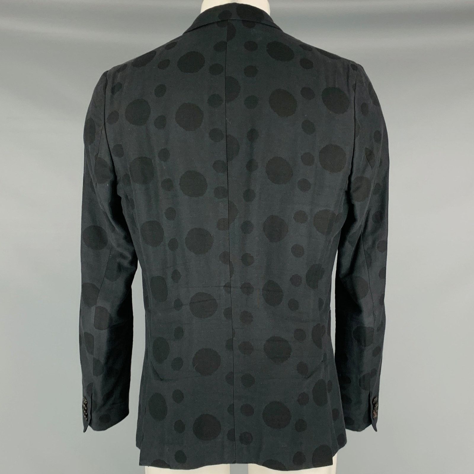 Paul Smith Size 40 Black Polka Dot Cotton Viscose Sport Coat Size 40R - 4 Thumbnail