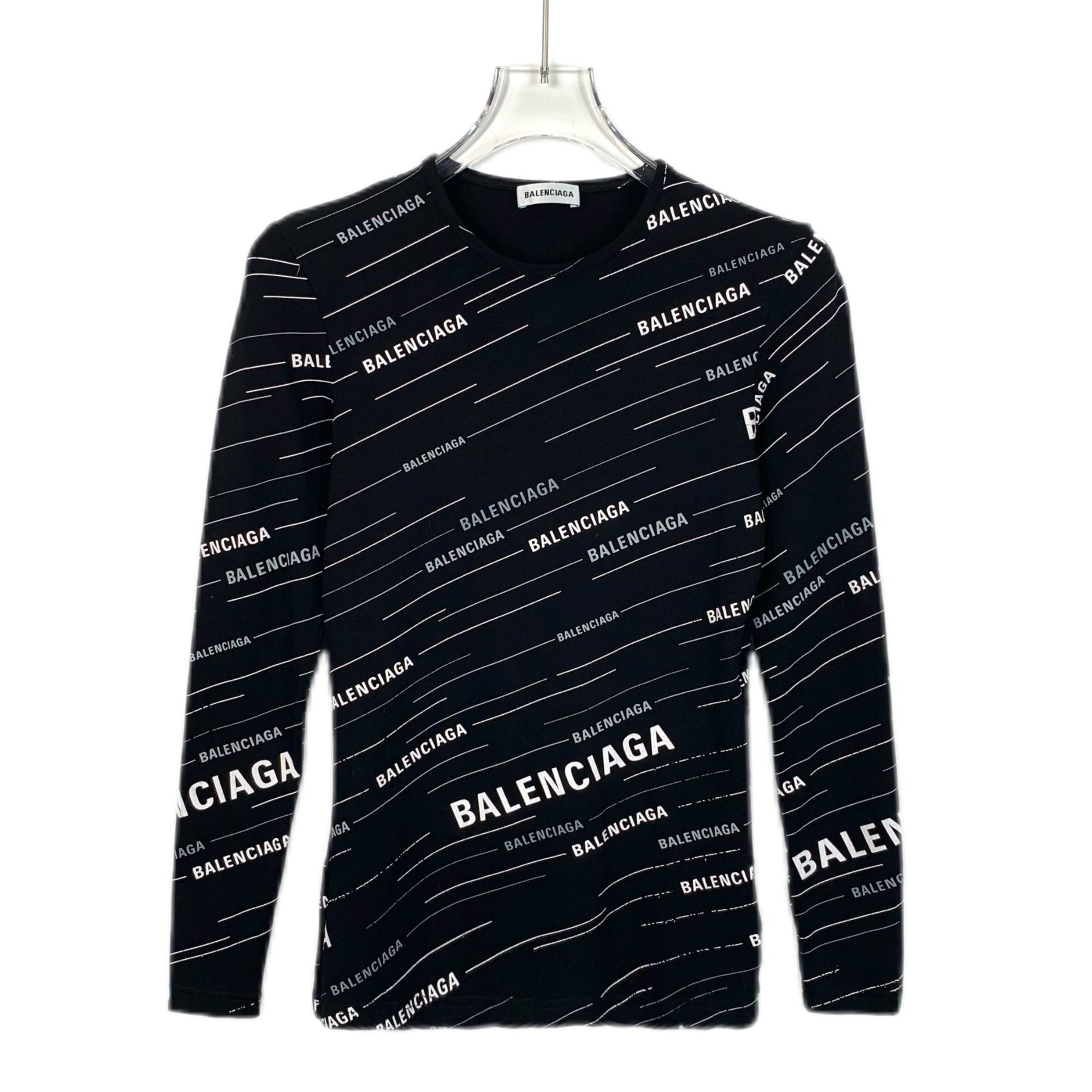 Balenciaga Balenciaga Black All-Over Logo Long-Sleeve Shirt XS Size XS / US 0-2 / IT 36-38 - 1 Thumbnail
