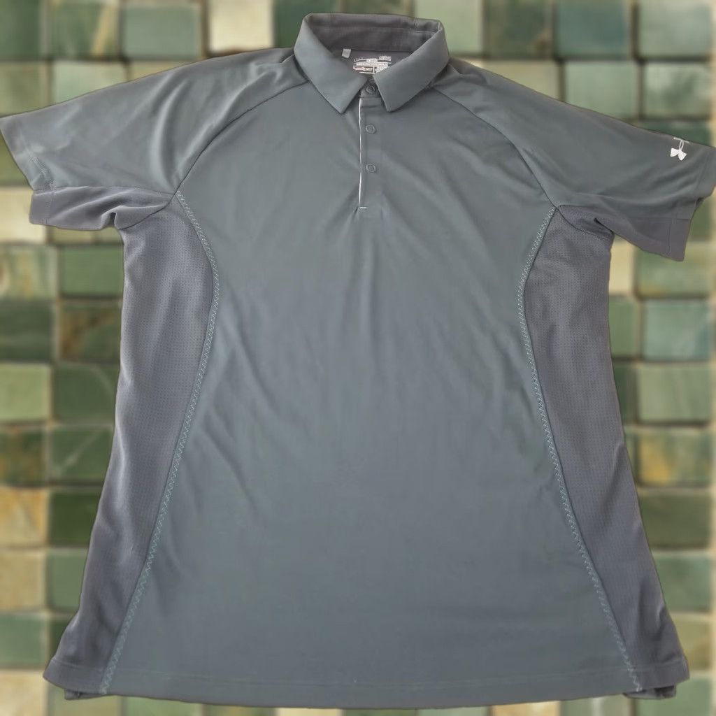 Under Armour Under Armour Polo Shirt Mens Large Gray HeatGear Performance Rugby Golf Stretch Shirt Size US L / EU 52-54 / 3 - 1 Thumbnail
