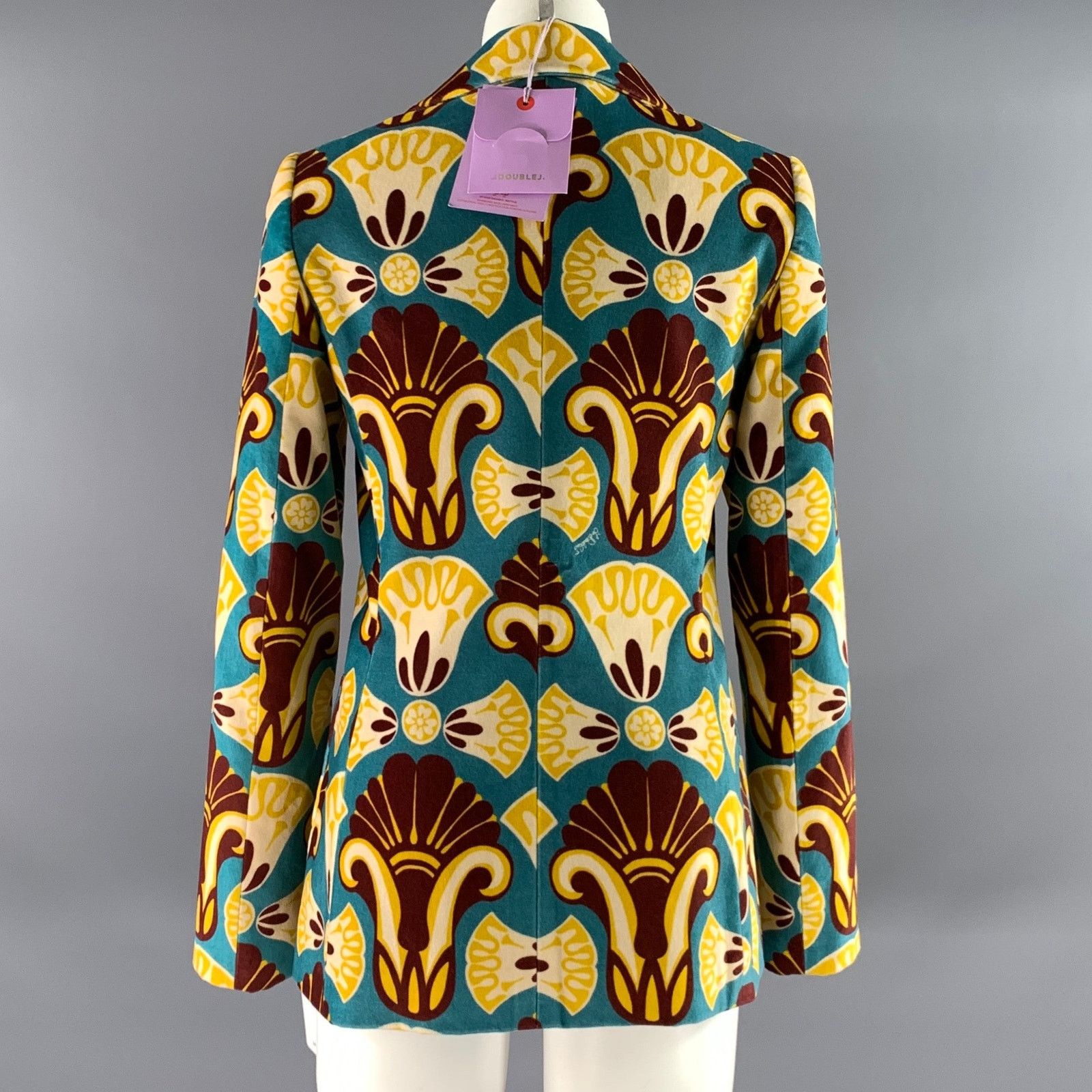 La DoubleJ LA DOUBLEJ Size S Teal Mustard Cotton Geometric Jacket Size S / US 4 / IT 40 - 4 Thumbnail