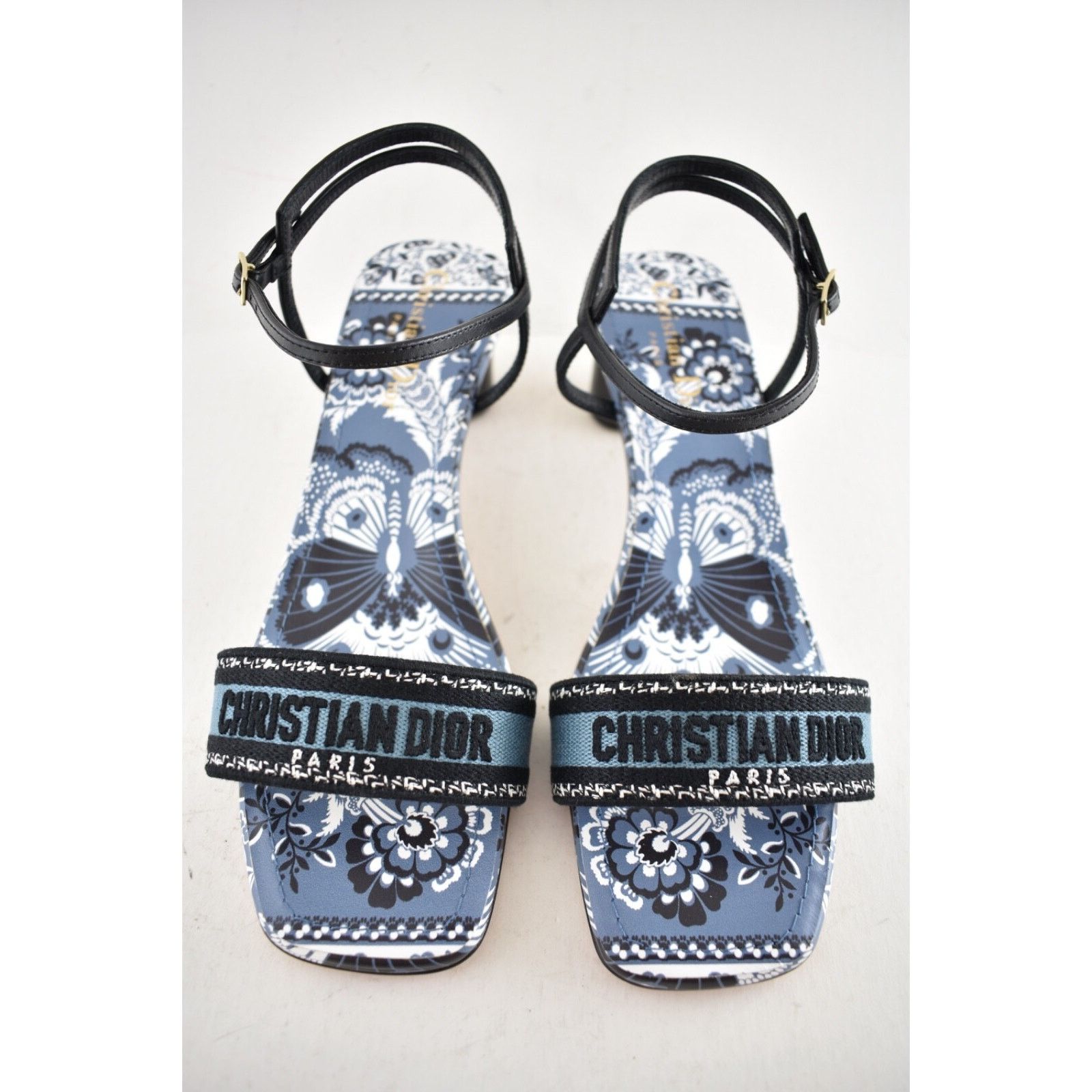 Dior Dior Bandana Embroidered Black Blue Dway Heeled Sandal Size US 10 / IT 40 - 6 Thumbnail