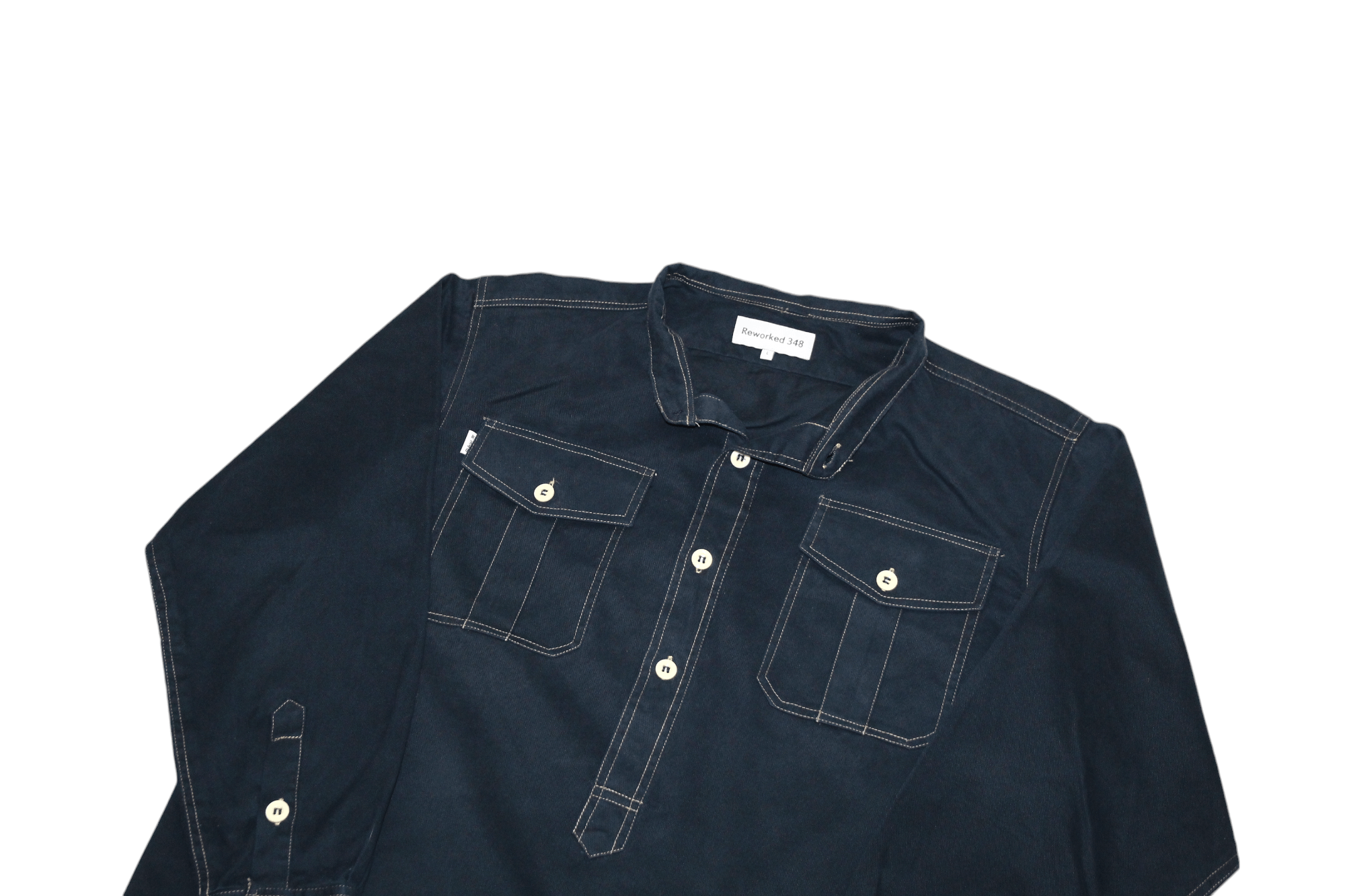 Garment Reproduction of Workers Reworked 348 military & workwear redesigned denim overshirt Size US L / EU 52-54 / 3 - 9 Thumbnail