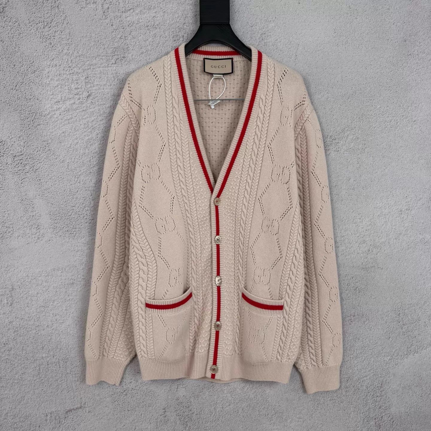 Gucci Gucci Beige Printed Openwork Knit Sweater M New Size US M / EU 48-50 / 2 - 1 Thumbnail