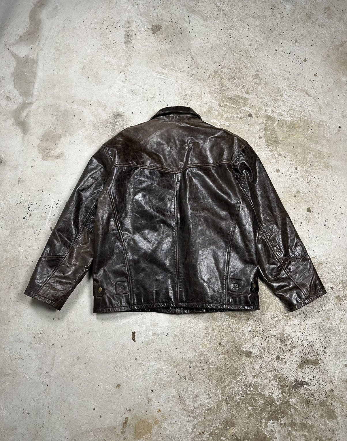 Genuine Leather × Vintage ‼️ Vintage 90s Brown Washed Leather Jacket Size US L / EU 52-54 / 3 - 2 Thumbnail