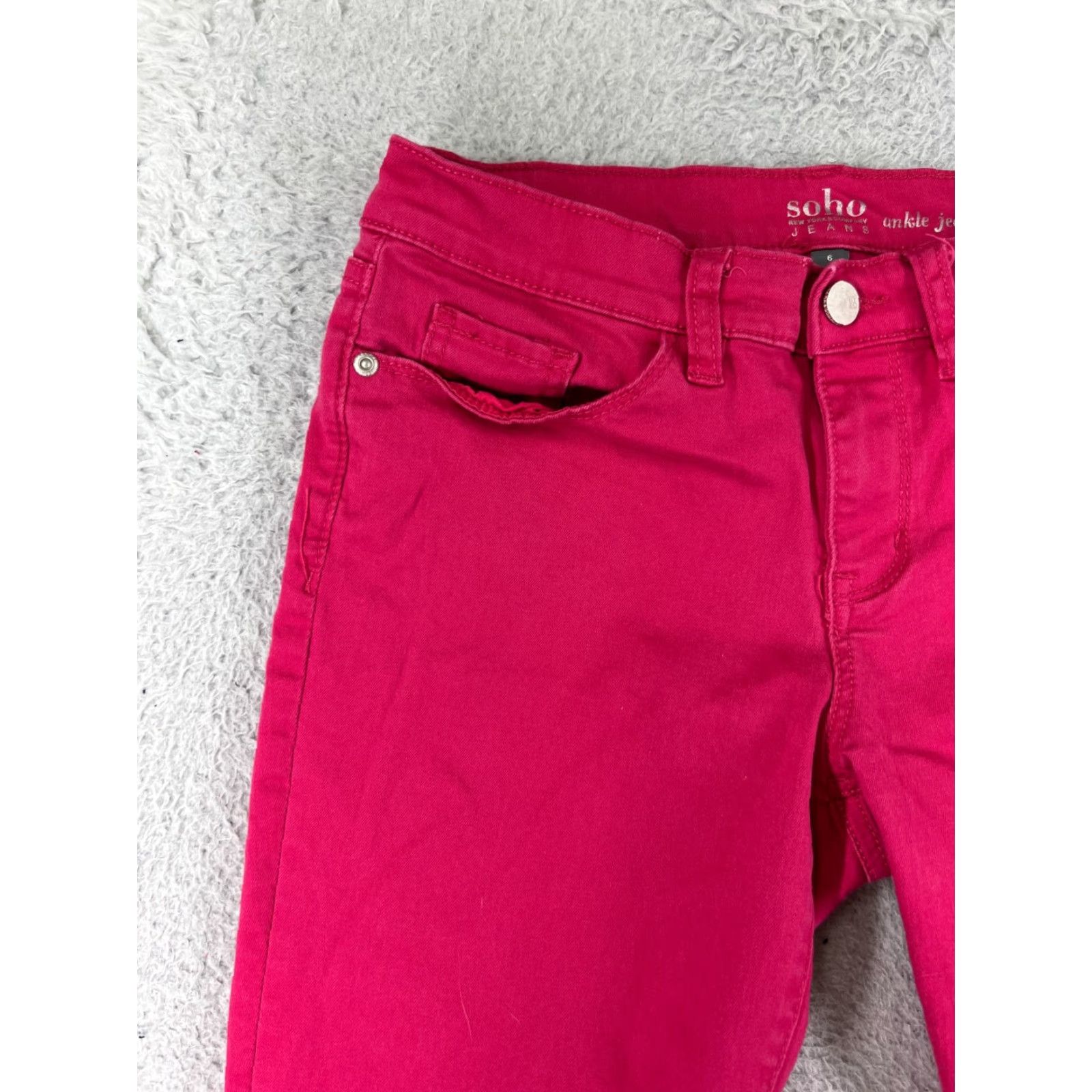 Denime SOHO WOMENS Jeans Skinny 6 Pink Blue Denim 5-Pocket Regular Inseam 24 in Cotton Blend Size 28" / US 6 / IT 42 - 5 Thumbnail