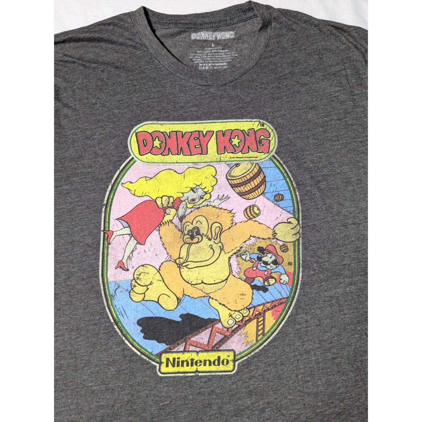 Nintendo DONKEY KONG NINTENDO Men Large Gray Heather Retro Gaming T-Shirt Size US L / EU 52-54 / 3 - 3 Thumbnail