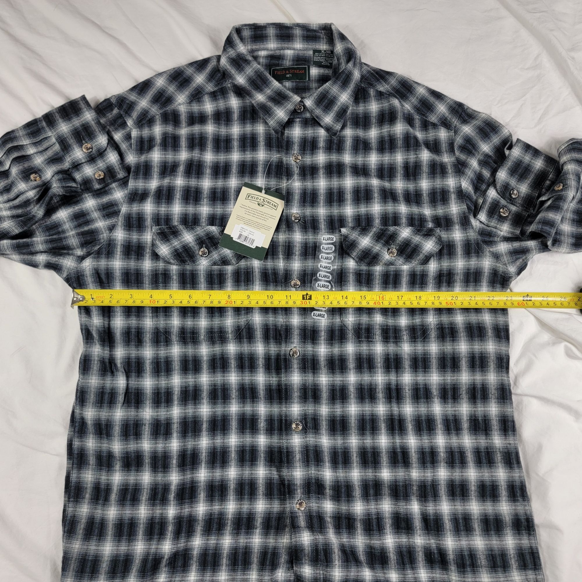 Field & Stream Field & Stream Mens XL Black White Plaid Flannel Shirt Casua Size US XL / EU 56 / 4 - 6 Thumbnail