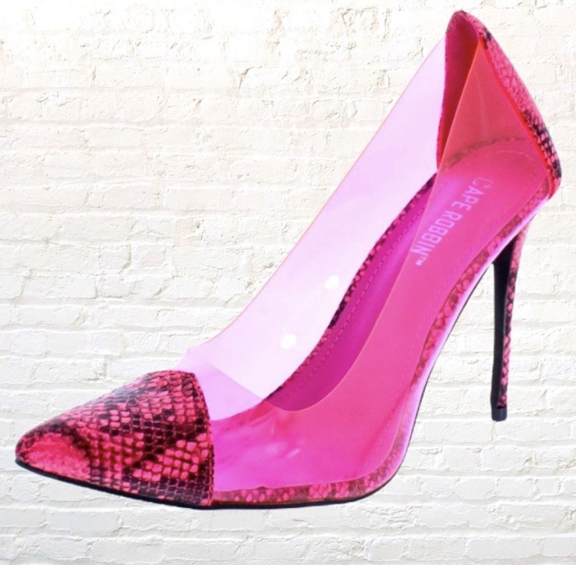 Other PINK SNAKE PRINT LUCITE CLEAR HEEL PUMPS Size US 7.5 / IT 37.5 - 1 Thumbnail
