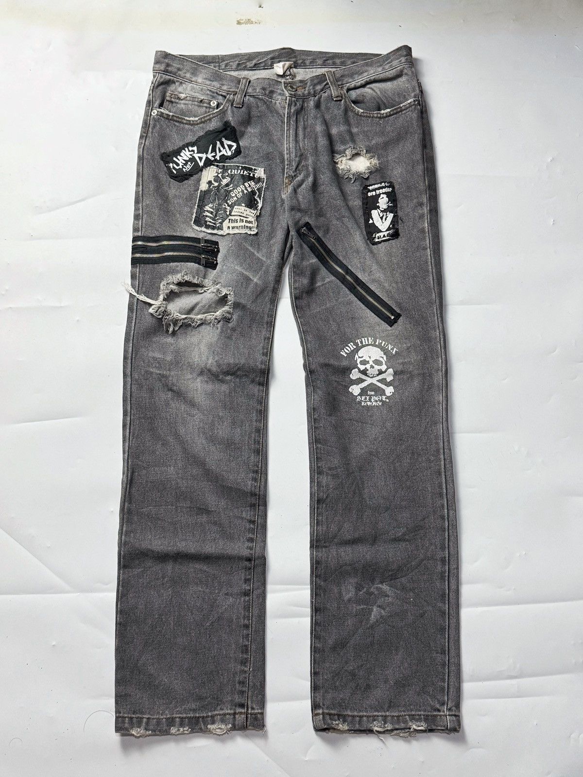Hysteric Glamour × If Six Was Nine × Japanese Brand Sex Pot Revenge Distressed Punk Patch Denim Pants Size US 30 / EU 46 - 1 Thumbnail